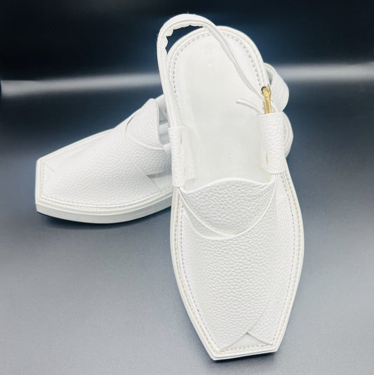 HANDMADE PESHAWARI CHAPPAL KAPTAN | WHITE DOTED