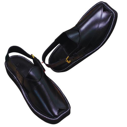 HANDMADE PESHAWARI CHAPPAL KAPTAN | BLACK ROUND