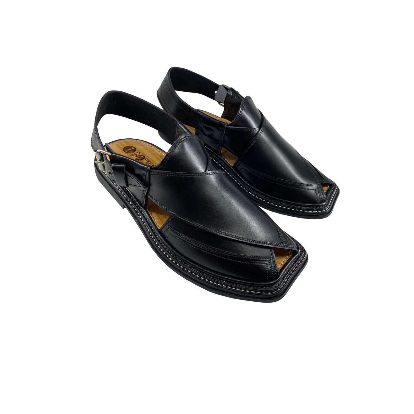 Handmade Triple Gear Peshawari Chappal | High Quality Black Leather