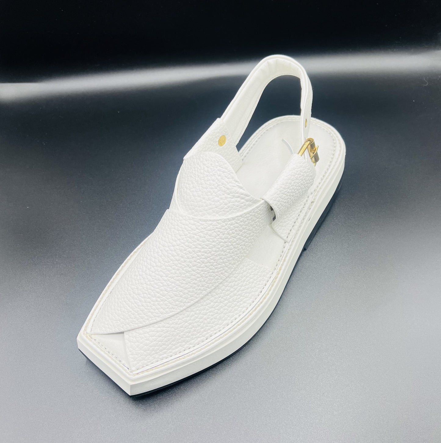 HANDMADE PESHAWARI CHAPPAL KAPTAN | WHITE DOTED