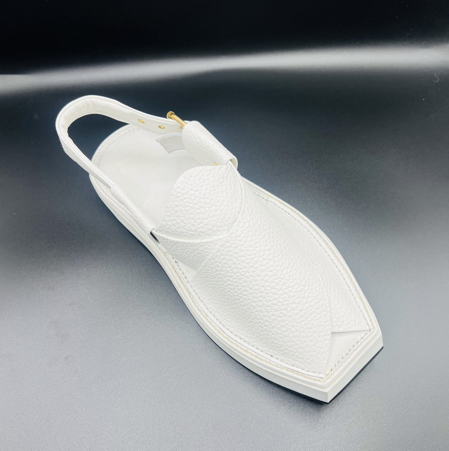 HANDMADE PESHAWARI CHAPPAL KAPTAN | WHITE DOTED