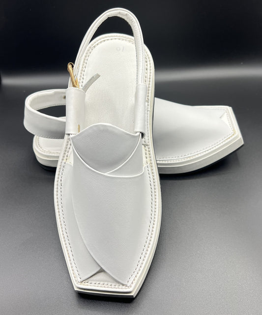 HANDMADE PESHAWARI CHAPPAL KAPTAN | WHITE