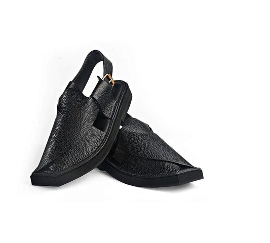 HANDMADE PESHAWARI CHAPPAL KAPTAN | BLACK DOTTED