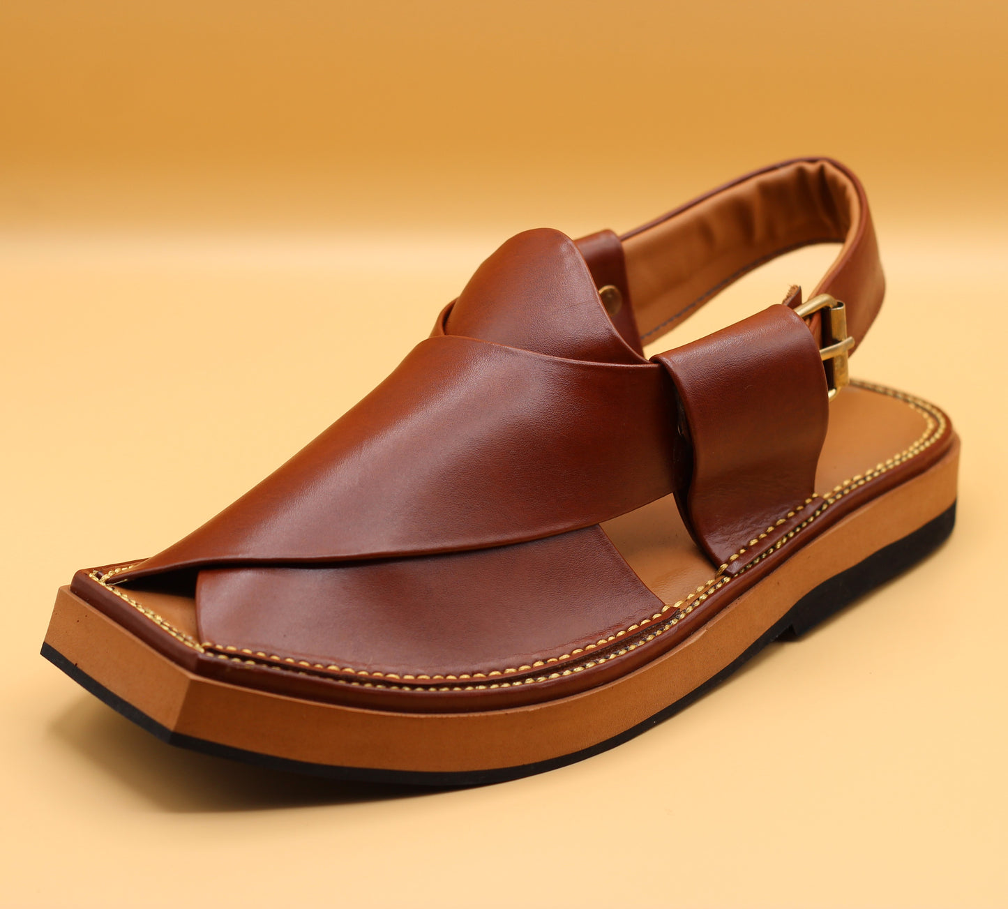 HANDMADE PESHAWRI CHAPPAL KAPTAN  | BROWN COLOR